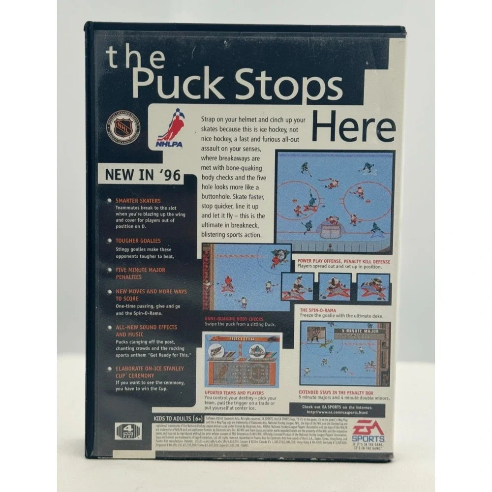 NHL 96 EA Sports (Sega Genesis, 1995) Complete W/ Manual & Case - Tested